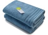 A&R AR504 | Asciugamano Da Bagno In Cotone Organico - 70 X 140 Cm - Colore: Blu Jeans - Dimensioni: 70 X 140 Cm