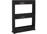 Scaffale Da Cucina Scaffale Da Toilette Scaffale Da Appoggio Carrello Da Bagno Scaffale 3 Ripiani - Nero