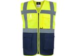 Korntex Kxcmf | Gilet Di Sicurezza Multifunzionale Comfort Executive Hamburg - Farbe: Signal Yellow/Navy - GrößE: M