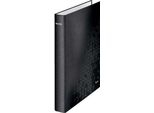Leitz Wow Maxi Raccoglitore A Quattro Anelli A4, Plastificato, Dorso 4 Cm, Nero