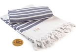 A&R AR053 | Asciugamano Hamamzz® Dalaman - 100 X 180 Cm - Colore: Bianco/French Navy - Dimensioni: 100 X 180 Cm