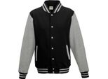 Just Hoods JH043 | Giacca Varsity / Giacca College - Colore: Jet Black/Grigio Piuma - Taglia: Xxl