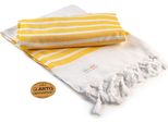 A&R AR053 | Asciugamano Hamamzz® Dalaman - 100 X 180 Cm - Colore: Bianco/Giallo Scuro - Dimensioni: 100 X 180 Cm