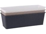 Fioriera In Rattan, Rettangolare, In Plastica, Beige, M
