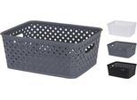 In Stile Rattan, 25 X 20 Cm, Rettangolare, In Plastica, Per Cucina, Giardino, Casa, Cesto Portaoggetti, Cesto Per Frutta, Letto Singolo, Bianco
