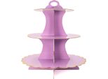 Intirilife Etagere In Cartone A 3 Livelli In Viola - 29 / 21,5 / 16 X 35 Cm - Alzata Per Dolci In Cartone, Alzata Per Cupcake Alzata Per Cupcake Da Assemblare Da Soli