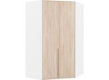Armadio Ad Angolo New York Armadio 90X125X208Cm Rovere Segato Bianco 2 Ante