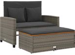 Vidaxl Divano Da Giardino Con Cuscini 2 Posti In Poly Rattan Grigio E Legno Di Acacia