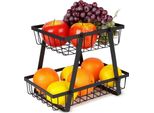 Vilde | Cesto Di Frutta - Nero - 2 Livelli - Organizzazione Della Cucina - Metallo - 28 X 17,5 X 21 Cm