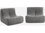 Sweeek - Set Di 2 Poltrone Modulari A 1 Posto Con Rivestimento Bouclé Strutturato - Grigio