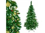 Albero Di Natale Artificiale, Realistico, 200 Cm, Pino, Abete Rosso, Fitto, Pigne, Supporto Innevato