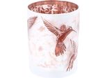 Porta Tea Light No Brand Colibrì L Vetro Bianco Marrone 10X10X12,5Cm | 2 Pz