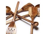 Dutchdeluxes - Legno Di Acacia - Lusso - Set Da Cucina - 8 Utensili Da Cucina - Elegante - Marrone