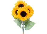 Girasoli Artificiali Decorativi Con Foglie, 4 Pezzi