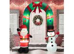 Costway Arco Di Natale 245Cm Autogonfiante, Decorazione Natalizia A Led Con Babbo Natale E Pupazzo Di Neve, Decorazione Natalizia Luci Di Natale Per Esterni