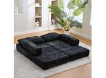 Lvhom Divano Pieghevole 2 Pz. Divano Da Terra Multifunzionale, Letto Per Ospiti Salvaspazio Con Cuscino, Divano Imbottito Con Schiuma Ad Alta Densità, Per Ufficio Soggiorno, Nero