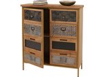 Cassettiera HWC-O79, Armadietto A Scomparti Alti, Look Vintage Shabby 94X80X35Cm, Blu