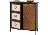 Cassettiera HWC-O79, Credenza A Scomparti Alti, Look Vintage Shabby 94X80X35Cm, Naturale Chiaro