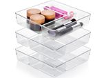 Vilde | Organizzatore Per Cassetti - Trasparente - 23 X 23 X 5.5 Cm - 3 Pezzi - Tre Scomparti