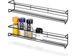 Vilde | Portaspezie - Nero - 2 Pezzi - Metallo - 40 × 6,5 × 6,5 Cm - Organizzazione Della Cucina