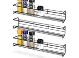 Vilde | Portaspezie - Nero - 3 Pezzi - Metallo - 40 × 6,5 × 6,5 Cm - Organizzazione Della Cucina