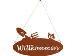 Cartello Di Benvenuto Effetto Ruggine In Metallo Decorazione Per Porta Giardino Ingresso, 3 Pezzi