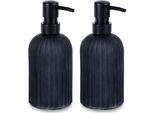 Vilde | Distributore Di Sapone - Nero - 400 Ml - 2 Pezzi - Accessori Per Il Bagno - In Vetro