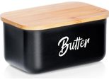 Vilde | Portaburro - Nero - 14,5 X 9,5 X 7,5 Cm - Coperchio In Bambù - Organizzazione Della Cucina