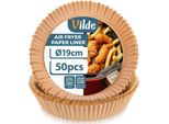 Vilde | Inserto Per Friggitrice Ad Aria - Marrone - 19 Cm - 50 Pezzi - Carta Da Forno Monouso - Carta Da Forno Per Friggitrice Ad Aria