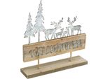 Decorazione Di Benvenuto Con Cervi E Abeti In Legno E Metallo
