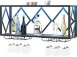 Portabottiglie Da Parete Costway, Portabottiglie A 2 Livelli In Legno Con Illuminazione A Led, Struttura In Metallo, 6 File Di Portabicchieri Da Vino, Design Industriale
