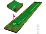 Tappeto Da Golf Costway 300 X 50 Cm, Putting Green Con 3 Palline Da Golf E 2 Dimensioni Di Buche, Tappetino Da Allenamento Per Interni Ed Esterni, Tappetino Da Allenamento Pieghevole