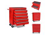 Carrello Da Officina Rosso A 5 Cassetti - Carrello E Carrello Manuale