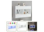 The Living Store Pensile Tv Con Luci Led Bianco 98,5X30X60,5 Cm