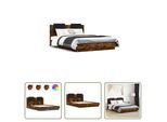 The Living Store Struttura Letto Con Testiera E Luci Led Rovere Fumé 150X200 Cm