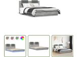 The Living Store Struttura Letto Con Testiera E Luci Led Grigio Cemento 150X200 Cm
