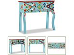 The Living Store Tavolo Consolle In Legno Massiccio Blu Mango Dipinto A Mano