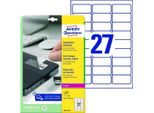 Avery Etichetta Antimanomissione - Etichette Polimeriche Non Rimovibili - Bianco - 29,6 X 63,5 Mm - 540 Pezzi (20 Fogli X 27) - (L6114-20)