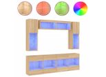 Parete Tv 6 Pezzi Con Luci Led Rovere Sonoma