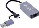 Inline® Adattatore Di Rete Da Usb 3.2 A 5 Gb/S, Adattatore USB-C+USB-A A RJ45