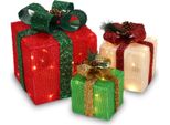 Fch Set Di 3 60LED Scatola Regalo Natale Illuminato Scatole Regalo Fata Luci Decorazione, Decorazione Di Natale