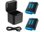 Telesin Caricabatterie A Tre Canali + 2 Batterie Per Gopro Hero 12 / 11 / 10 / 9