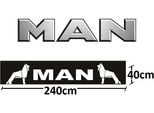 Scritta E Logo Del Parafango Del Semirimorchio Man Bianco Su Nero | 40 X 240 Cm