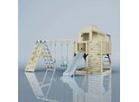 OutdoorToys Spielturm Finn aus Holz in Blau Babyschaukel