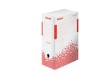 Scatola D'archivio Esselte Speedbox, Din A4, Bianco/Rosso,(L)150Mm In Cartone Riciclato Al 100%, 100% Riciclabile, - 25 Pezzi (623909)