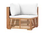 Vidaxl Divano Da Giardino Angolare Con Cuscino Bianco Crema In Legno Massiccio Di Teak