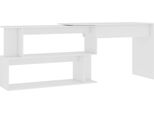 Scrivania Angolare Bianca 200X50X76 Cm In Materiale Ligneo
