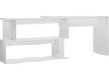 Scrivania Ad Angolo Bianco Lucido 200X50X76 Cm In Materiale Ligneo