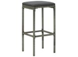 Sgabello Da Bar Con Cuscino 6 Pz. Poli Rattan Grigio