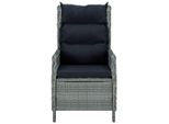 Poltrona Da Giardino Regolabile Con Cuscini In Poly Rattan Grigio Chiaro